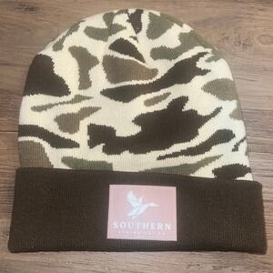 Southern String Hat Co Men's Camo Beanie Duck Hunter Knit Cuffed Watch Cap Brown